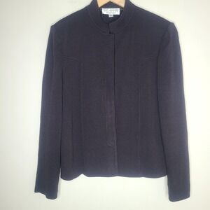 St. John Collection Women's Brown Long Sleeve Button Front Jacket Size 14 Knit